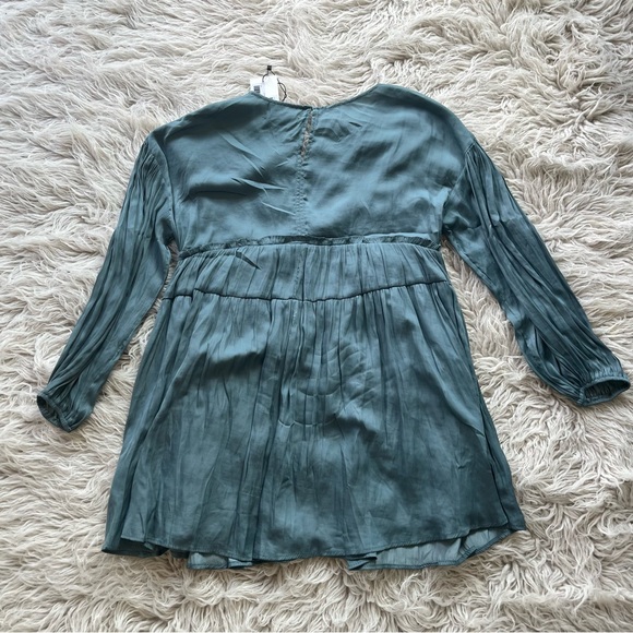 NWT Mustard Seed 'Balsam Green' pleated 3/4 sleeve flowy dress size S - Picture 4 of 7